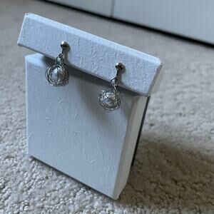 Vacanza Sterling Silver Wrap Wire Pearl Dangle Drop Clip-On Earrings